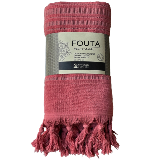 Fouta Rustrød i Økologisk Bomuld 90x170cm