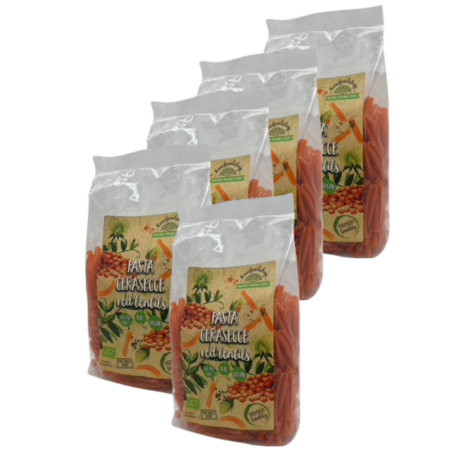 Pasta Røde Linser Casarecce ØKO 1kg x 5 pakker