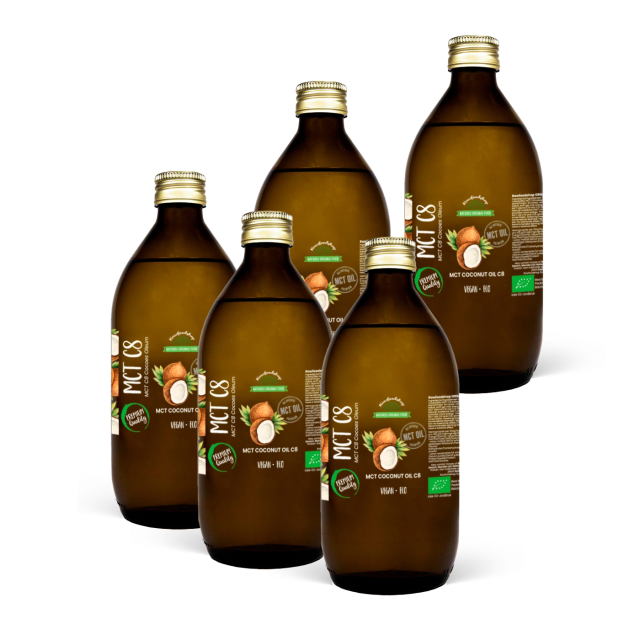 Kokosolie MCT8 ØKO 500ml x 5 flasker