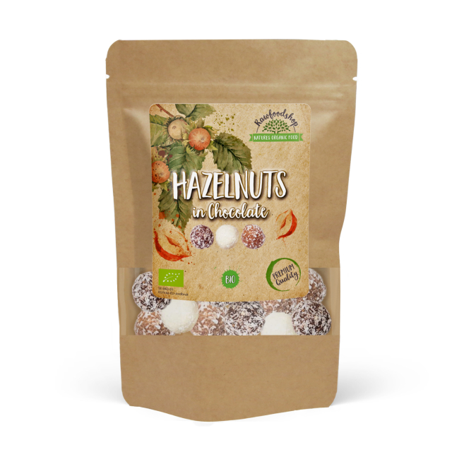 Hasselnødder Mørk, Hvid og Lys Chokolade ØKO 200g