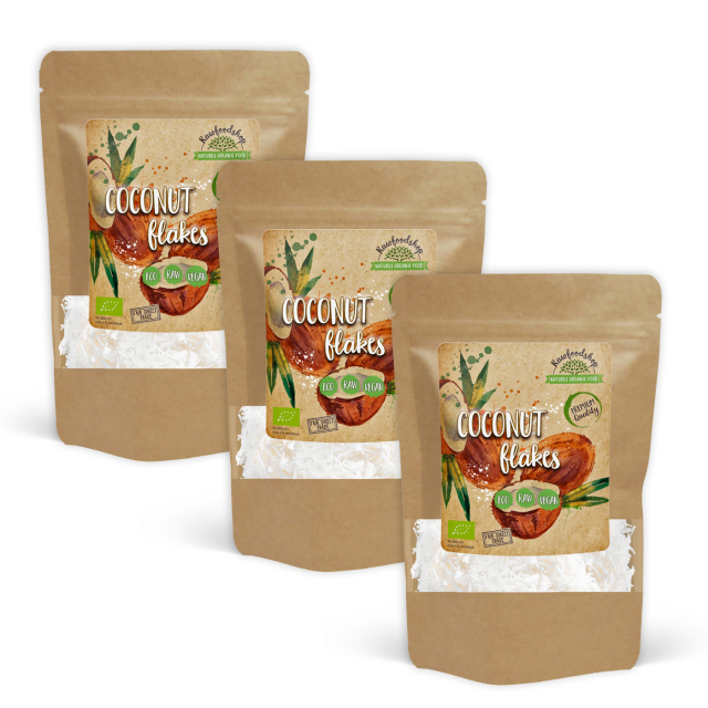 Kokosflager Premium RAW ØKO 500g x 3 pakker