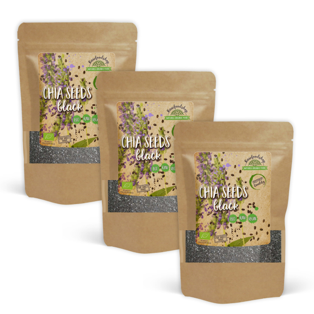 Chiafrø Sorte ØKO 1kg x 3 pakker