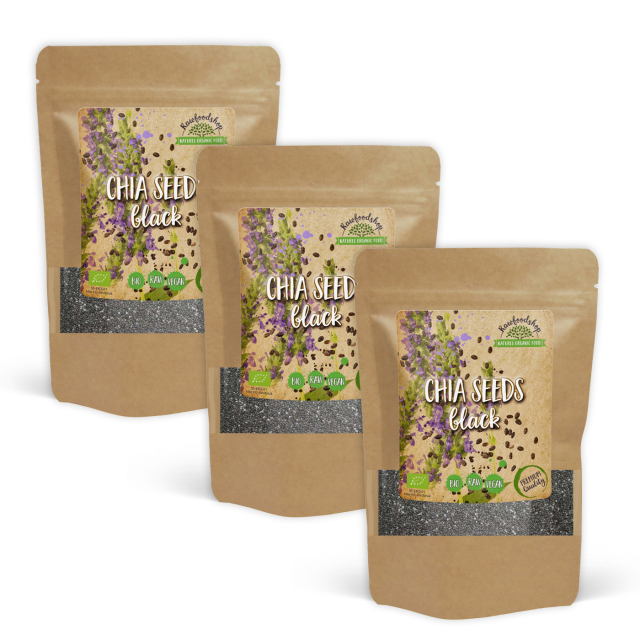 Chiafrø Sorte ØKO 1kg x 3 pakker
