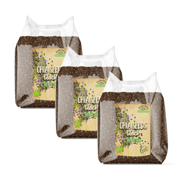 Chiafrø Sorte ØKO 1kg x 3 pakker