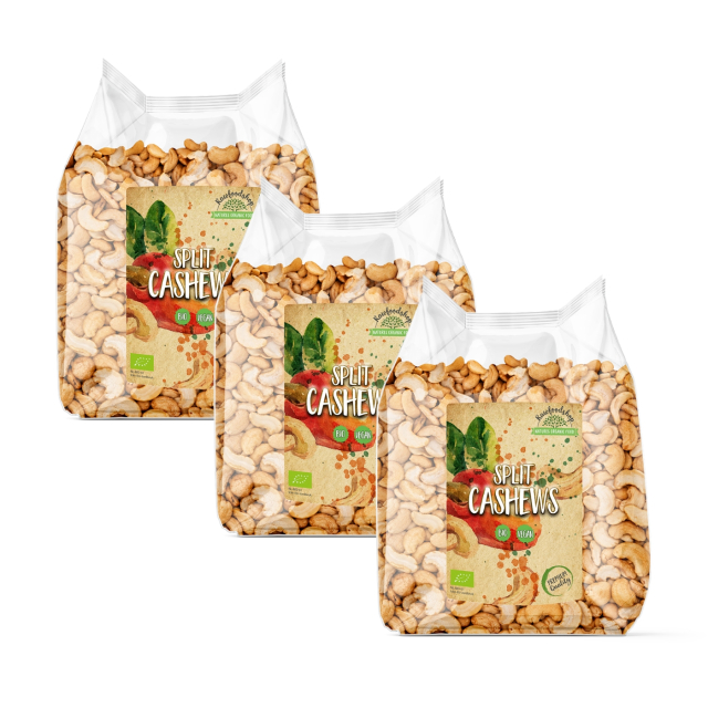 Cashewnødder Delte ØKO 1kg x 3 pakker