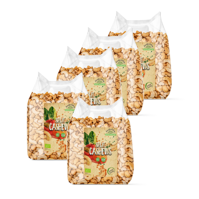 Cashewnødder Delte ØKO 1kg x 5 pakker