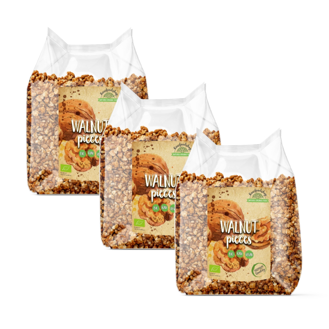 Valnødder i stykker RAW ØKO 500g x 3 pakker
