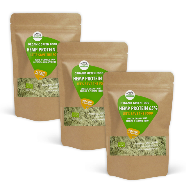 Hampeprotein 65% ØKO 1kg x 3 pakker