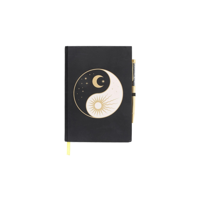 Notesbog Yin Yang med Kuglepen Sort Obsidian