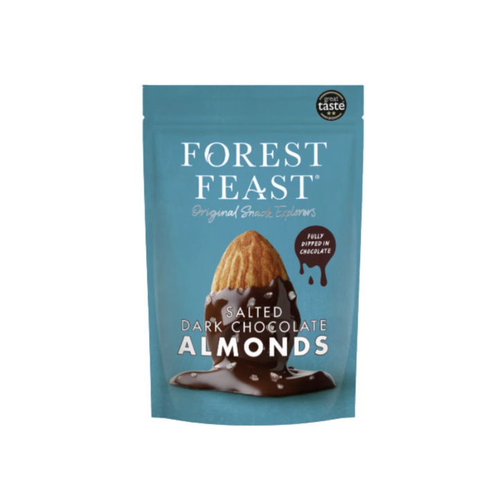 Saltede Mandler i Mørk Chokolade 120g i gruppen Råvarer & Drikke / Nødder / Mandel hos Rawfoodshop Scandinavia AB (05187)