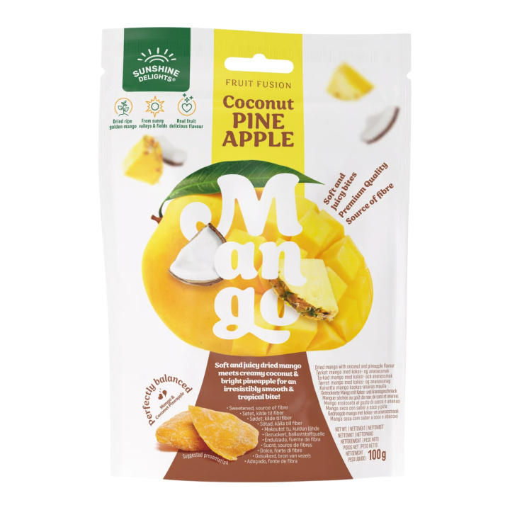 Mango med Ananas & Kokos 100 g i gruppen Råvarer & Drikke / Frugt & Frugtpulver / Mango hos Rawfoodshop Scandinavia AB (1050-2)