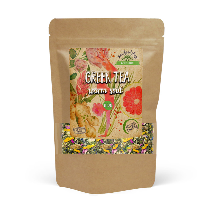 Grøn te Warm Soul 50g i gruppen Råvarer & Drikke / Drikkevarer / Te hos Rawfoodshop Scandinavia AB (1072650)