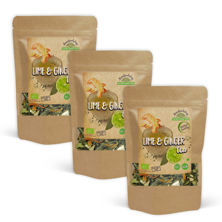 Lime og Ingefær Te ØKO 100g x 3 pakker i gruppen Råvarer & Drikke / Drikkevarer / Te hos Rawfoodshop Scandinavia AB (10794-SET3)