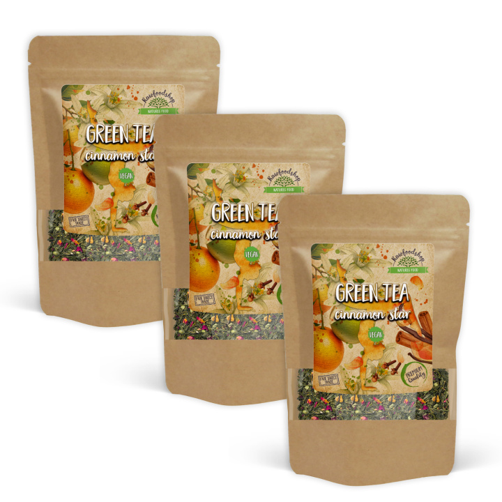 Grøn te Cinnamon Star 50g x 3 pakker i gruppen Råvarer & Drikke / Drikkevarer / Te hos Rawfoodshop Scandinavia AB (1096650-SET3)