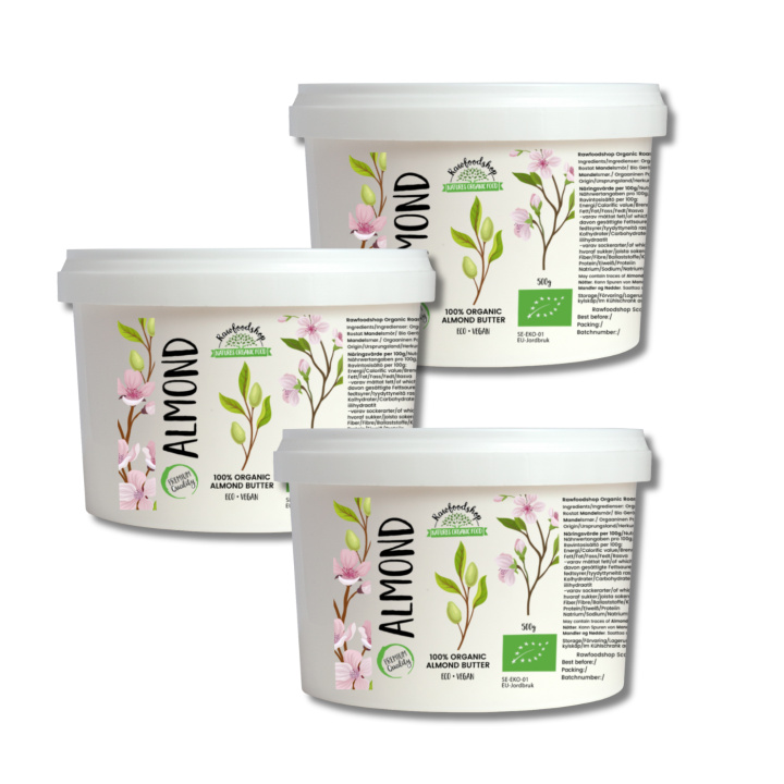 Mandelsmør Ristet ØKO 500g x 3 pakker i gruppen Råvarer & Drikke / Spisekammer / Smør & Cremede Smørepålæg hos Rawfoodshop Scandinavia AB (114500-SET3)