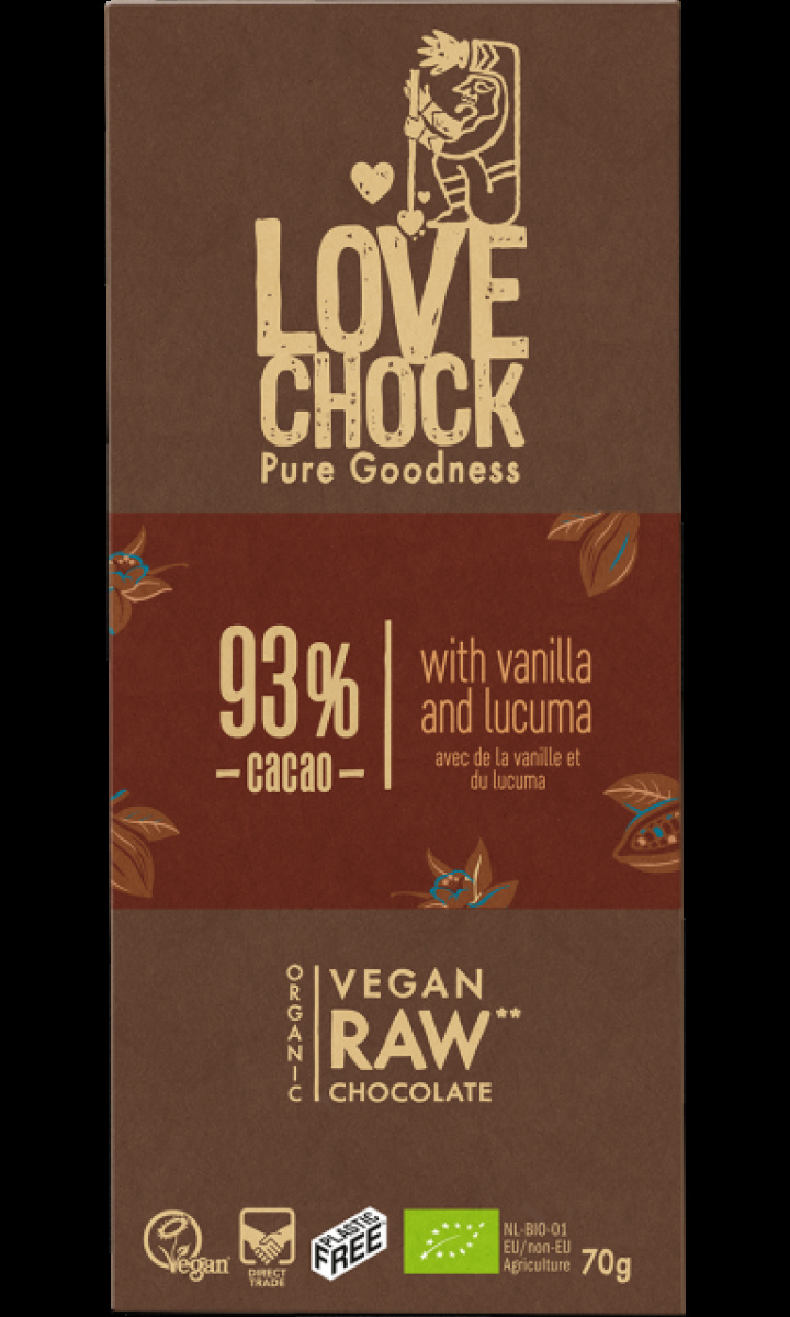 Chokolade Vanilje & Lucuma 93% RAW Øko 70g i gruppen Råvarer & Drikke / Slik & Chokolade / Chokolade og Bars hos Rawfoodshop Scandinavia AB (14004)