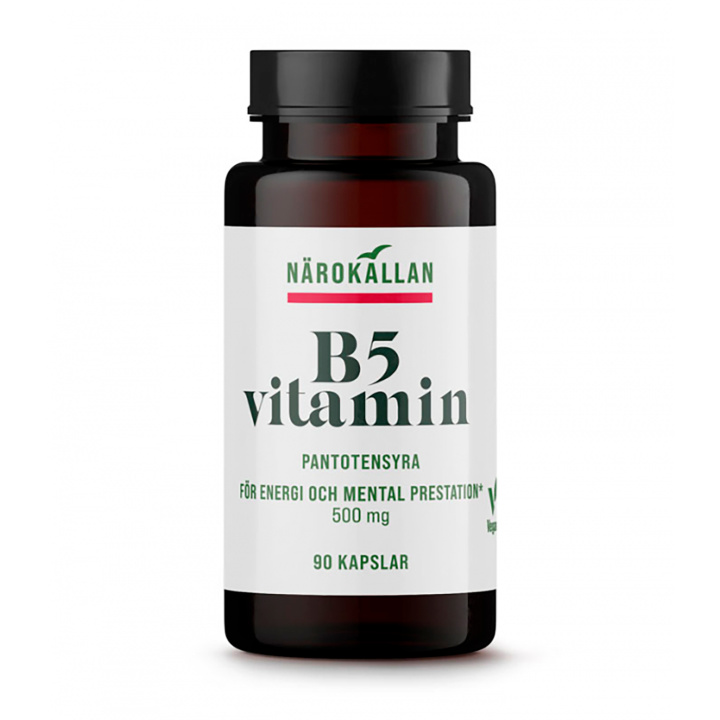 B5 500 mg 90 kapsler i gruppen Kosttilskud / Vitaminer / Vitamin B hos Rawfoodshop Scandinavia AB (1897)