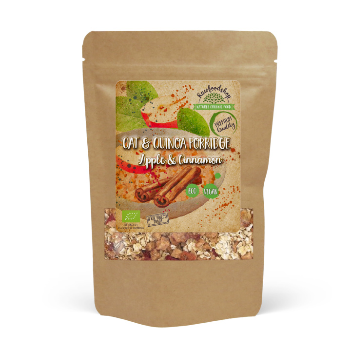 Havre- & Quinoagrød med Æble og Kanel ØKO 500g i gruppen Råvarer & Drikke / Spisekammer / Granola & Grød hos Rawfoodshop Scandinavia AB (200125)
