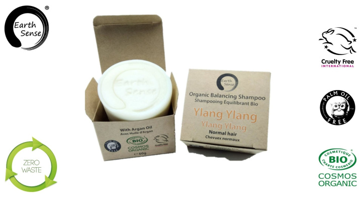 Earth Sense Shampookage Ylang Yang ØKO 60g i gruppen Hud & Krop / Hår / Shampoo & Balsam hos Rawfoodshop Scandinavia AB (201117)