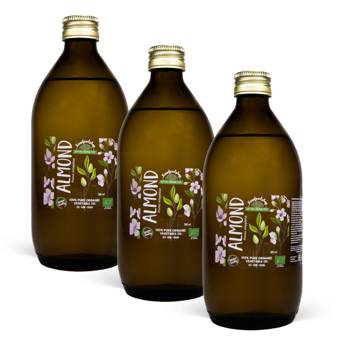 Mandelolie koldpresset ØKO 50ml x 3 flasker i gruppen Råvarer & Drikke / Nødder / Nøddeolier / Mandelolie hos Rawfoodshop Scandinavia AB (2081201-SET3)
