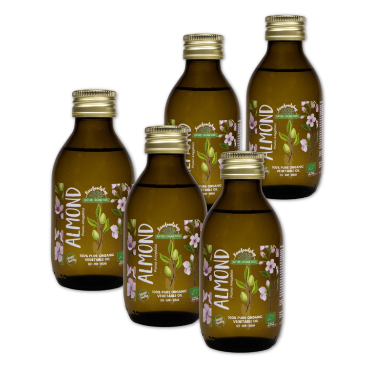 Mandelolie koldpresset ØKO 50ml x 5 flasker i gruppen Råvarer & Drikke / Nødder / Nøddeolier / Mandelolie hos Rawfoodshop Scandinavia AB (2081201-SET5)