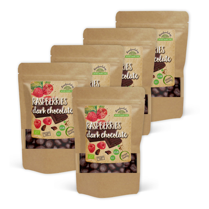 Hindbær i Mørk Chokolade ØKO 100g x 5 pakker i gruppen Råvarer & Drikke / Slik & Chokolade hos Rawfoodshop Scandinavia AB (208371-SET5)