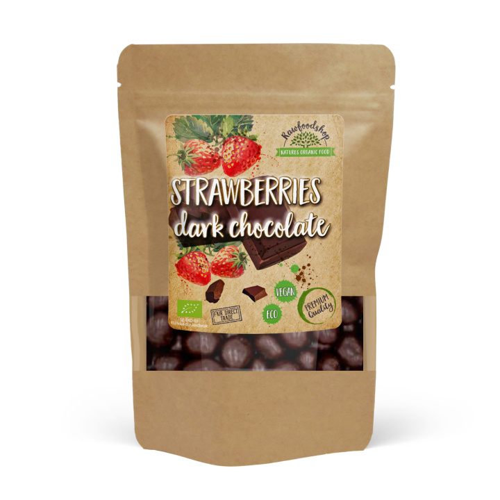 Jordbær i Mørk Chokolade ØKO 100g i gruppen Råvarer & Drikke / Frugt & Frugtpulver / Jordbær hos Rawfoodshop Scandinavia AB (20851-1)