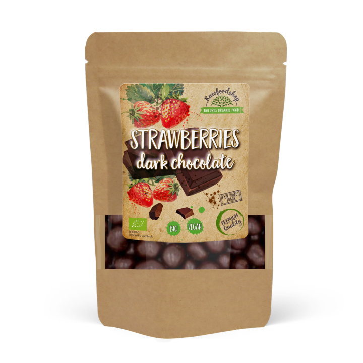Jordbær i Mørk Chokolade ØKO 100g i gruppen Råvarer & Drikke / Frugt & Frugtpulver / Jordbær hos Rawfoodshop Scandinavia AB (20851-1)