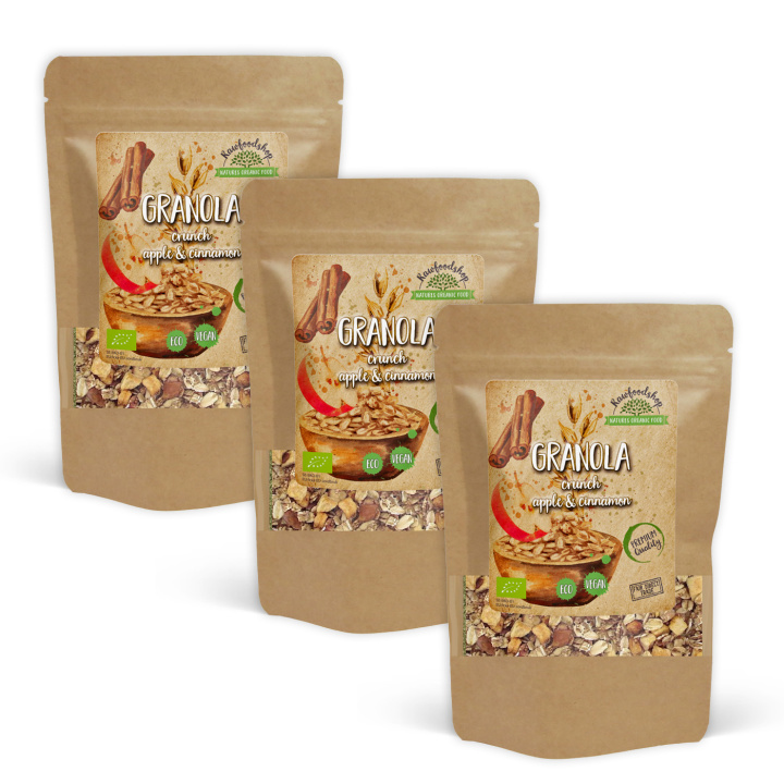Granola Æble & Kanel ØKO 400g x 3 pakker i gruppen Råvarer & Drikke / Spisekammer / Granola & Grød hos Rawfoodshop Scandinavia AB (21177400-SET3)