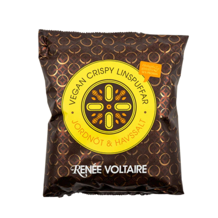 Crispy Linsepuffer Jordnød & Havsalt ØKO 90g i gruppen Råvarer & Drikke / Slik & Chokolade / Snacks hos Rawfoodshop Scandinavia AB (2394)