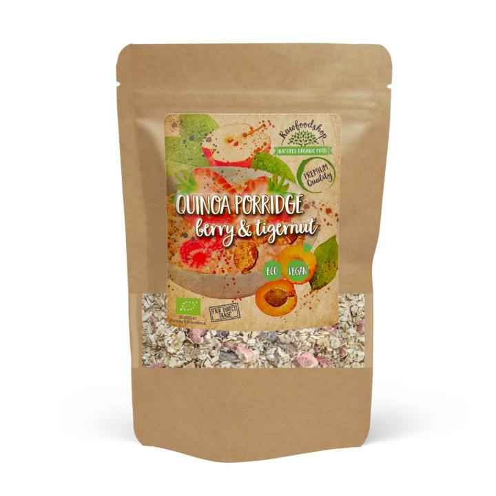 Quinoagrød Bær & Jordmandel ØKO 400g i gruppen Råvarer & Drikke / Spisekammer / Granola & Grød hos Rawfoodshop Scandinavia AB (27031)