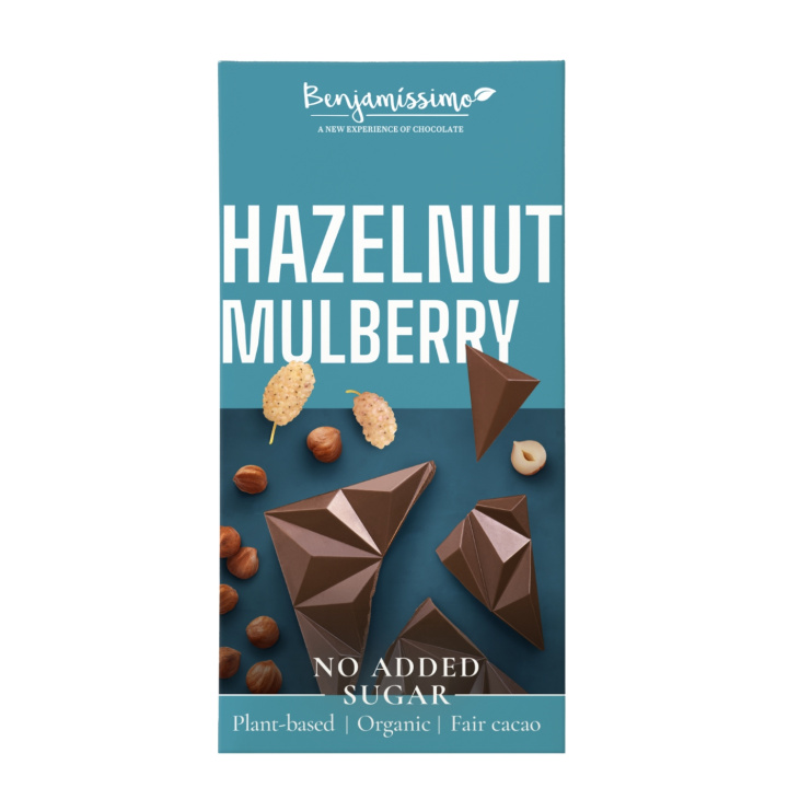 Benjamissimo Hasselnød & Morbær Sukkerfri ØKO 60g i gruppen Råvarer & Drikke / Slik & Chokolade / Chokolade og Bars hos Rawfoodshop Scandinavia AB (2801)