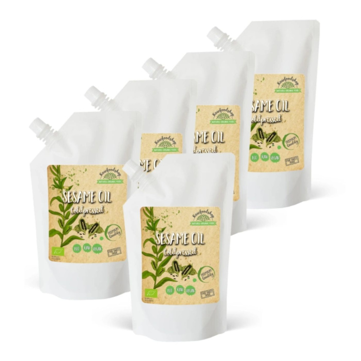 Sesamolie koldpresset ØKO 1000ml x 5 flasker i gruppen Hud & Krop / Naturlig DIY / Vegetabilske Olier hos Rawfoodshop Scandinavia AB (3081204-SET5)