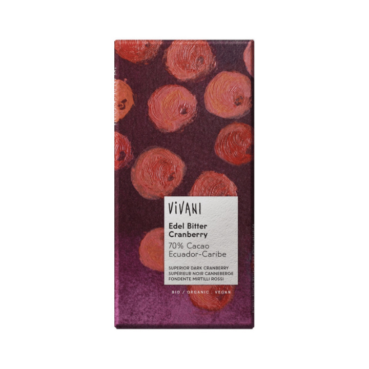 Vivani Chokolade Mørk Tranbær 70% ØKO 100g i gruppen Råvarer & Drikke / Slik & Chokolade / Chokolade og Bars hos Rawfoodshop Scandinavia AB (4472)