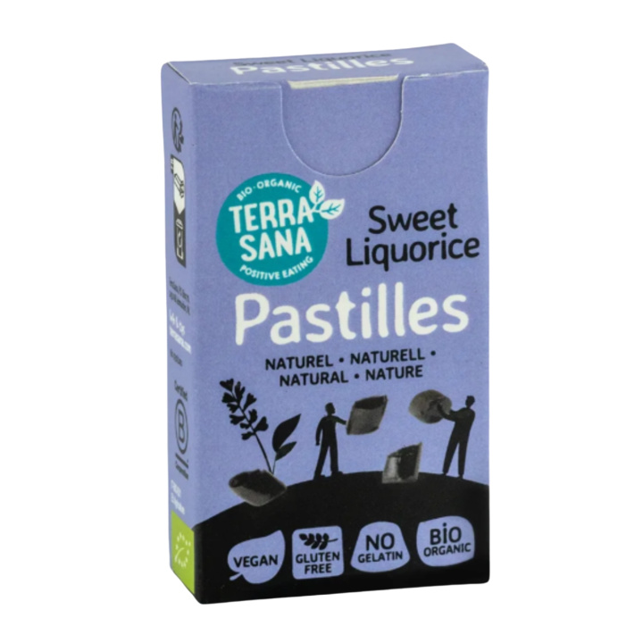 Lakridspastiller Naturel ØKO 25g i gruppen Råvarer & Drikke / Slik & Chokolade / Slik hos Rawfoodshop Scandinavia AB (4566)