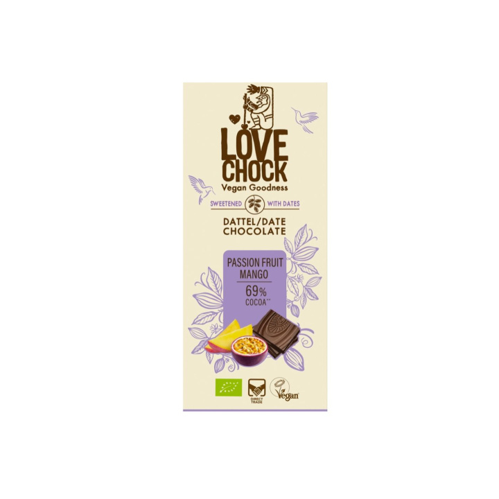 Chokolade med Passionsfrugt, Mango & Dadler ØKO 70g i gruppen Råvarer & Drikke / Slik & Chokolade hos Rawfoodshop Scandinavia AB (61205)