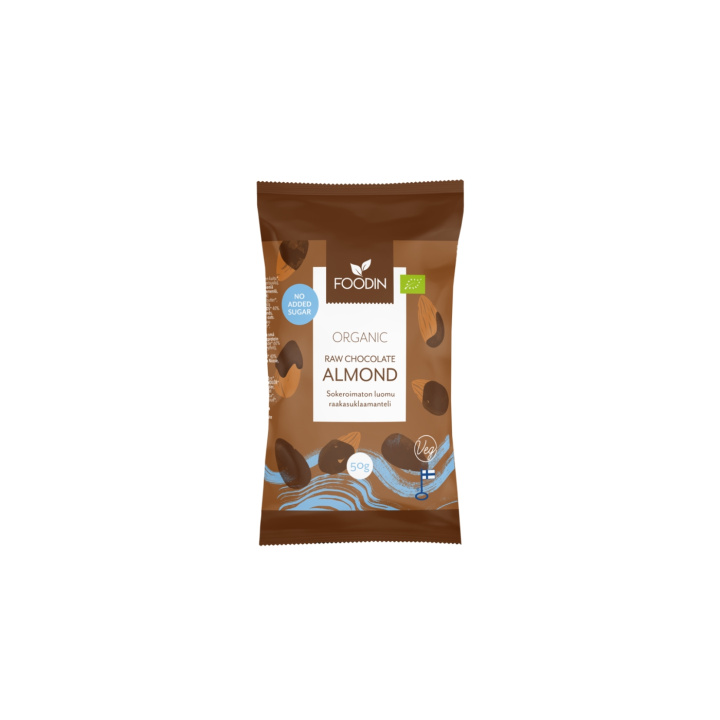 Mandler i Råchokolade Sukkerfri ØKO 50g i gruppen Råvarer & Drikke / Slik & Chokolade / Snacks hos Rawfoodshop Scandinavia AB (6430048235418)
