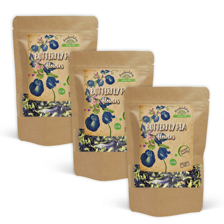 Butterfly Pea Flowers 125g x 3 pakker i gruppen Råvarer & Drikke / Bagning / Spiselige blomster hos Rawfoodshop Scandinavia AB (82434125-SET3)