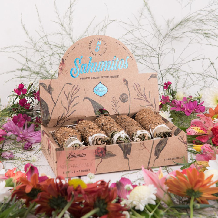 Sahumitos Smudege Sticks Myrra & Palo Santo 5 stk i gruppen Hjem & Sjæl / Stemning & duft / Røgelse hos Rawfoodshop Scandinavia AB (84-01)