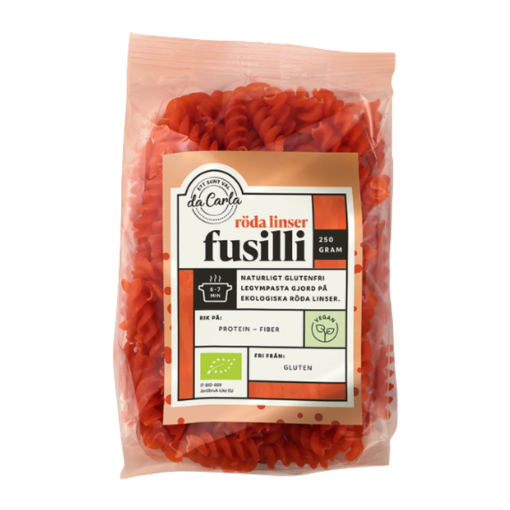 Pasta Fusilli Røde Linser ØKO 250g i gruppen Råvarer & Drikke / Spisekammer / Pasta & Nudler hos Rawfoodshop Scandinavia AB (9901)