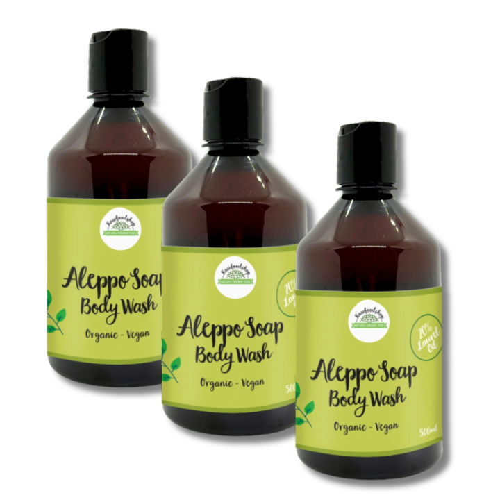 Aleppo Flydende sæbe Laurbærolie 20% ØKO 500ml x 3 stk i gruppen Hud & Krop / Krop / Showergel hos Rawfoodshop Scandinavia AB (BN0842-SET3)