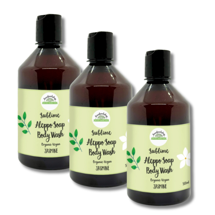 Aleppo Flydende Sæbe Jasmin ØKO 500ml x 3 stk i gruppen Hud & Krop / Krop / Showergel hos Rawfoodshop Scandinavia AB (BN1023-SET3)
