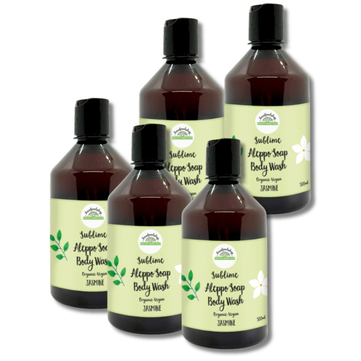Aleppo Flydende Sæbe Jasmin ØKO 500ml x 5 stk i gruppen Hud & Krop / Krop / Showergel hos Rawfoodshop Scandinavia AB (BN1023-SET5)