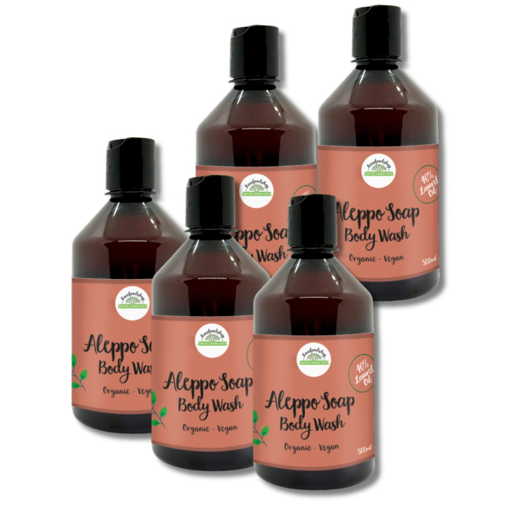 Aleppo Flydende Sæbe Laurbærolie 40% ØKO 500ml x 5 stk i gruppen Hud & Krop / Krop / Showergel hos Rawfoodshop Scandinavia AB (BN1108-SET5)