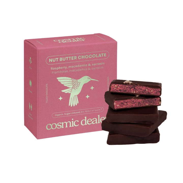 Chokoladeæske Hindbær & Boghvede ØKO 4 x 20g i gruppen Råvarer & Drikke / Slik & Chokolade / Chokolade og Bars hos Rawfoodshop Scandinavia AB (BOX4CHAKRARASP)