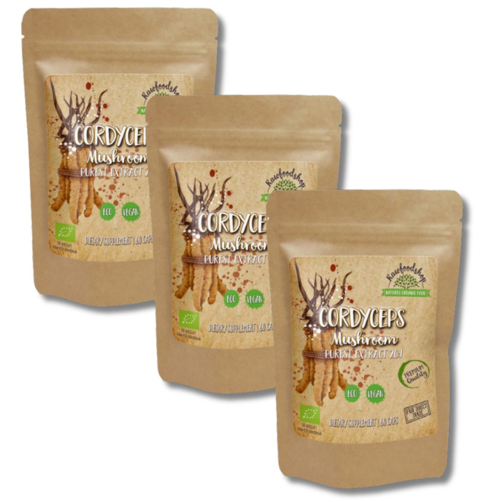 Cordyceps Extract ØKO 400mg 60 kapsler x 3 pakker i gruppen Kosttilskud / Urter & Planter / Svampe hos Rawfoodshop Scandinavia AB (CAPSCOR60-SET3)