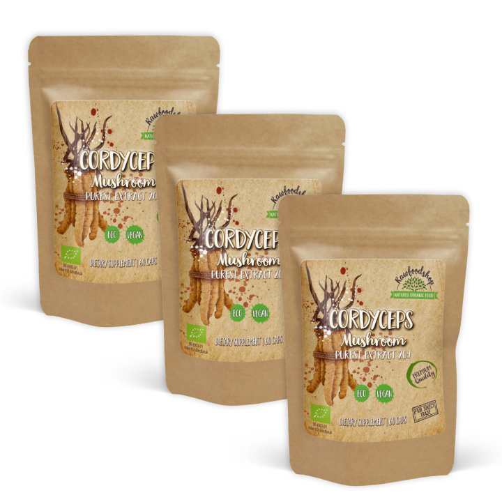 Cordyceps Extract ØKO 400mg 60 kapsler x 3 pakker i gruppen Kosttilskud / Urter & Planter / Svampe hos Rawfoodshop Scandinavia AB (CAPSCOR60-SET3)