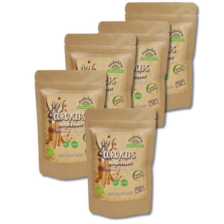 Cordyceps Extract ØKO 400mg 60 kapsler x 5 pakker i gruppen Kosttilskud / Urter & Planter / Svampe hos Rawfoodshop Scandinavia AB (CAPSCOR60-SET5)