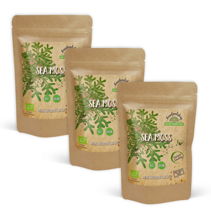 Sea Moss ØKO 500mg 60 kapsler x 3 pakker i gruppen Kosttilskud / Urter & Planter / Algetilskud hos Rawfoodshop Scandinavia AB (CAPSEA60-SET3)