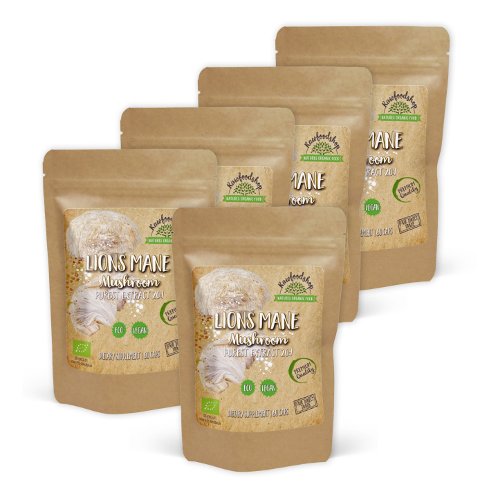 Lions Mane Extract ØKO 400mg 60 kapsler x 5 pakker i gruppen Kosttilskud / Urter & Planter / Svampe hos Rawfoodshop Scandinavia AB (CAPSLIO60-SET5)